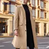 Misto lana da uomo YESMOLA Autunno Inverno Cappotto da uomo Solido Manica lunga Giacche di lana Pile da uomo Cappotto Streetwear Moda Trench lungo Capispalla 220909