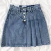 Gonne Casual Donne coreane Gonna corta in denim a pieghe Irregolare Mini Harajuku Vita alta A-Line Summer Kawaii Jeans Donna