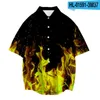 Chemises décontractées pour hommes Mode Chemise d'été Flamme Influenceur Tendance courte Hommes 3D Impression numérique Col rabattu Unisexe