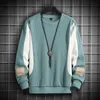 Erkekler sweatshirts Kore moda klasik siyah haki patchwork sweatshirt bahar sonbahar gündelik hip hop sokak kıyafetleri 220913