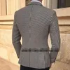 Erkek Suit Blazers Houndstooth Plaid Casual Blazer için Erkekler İçin 2 Yan Yarım İnce Uygun Erkek Kat Moda Giysileri Varış