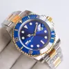 Herrmekanisk klocka blå bokstavlig keramisk bezel 41mm silverfodral Självvindande 3135 Superkvalitetsrörelse Factor Montre de Luxe Luminous Sapphire Watch