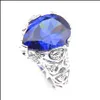 Solitärring 925 Sterling Silber vergoldet Wassertropfen Schweizer blauer Feuertopas Edelsteine Ringe für Frauen Party Geschenk Schmuck 10 Stück Deliv Vipjewel Dhakf