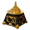 Lampade profumate Bruciatore di incenso in resina araba del Medio Oriente Pentola decorativa in metallo dorato in stile retrò classico