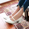 Dress Shoes Big Size 9 10 11 12 Ladies High Heels Women Woman Pumps Mary Jane's Shallow Heavy-heeled Single