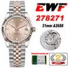 EWF 31MM 278271 ETA A2688自動レディースウォッチ2トーンローズゴールドチャンパンダイヤモンドダイヤルJubileSteel Bracelet Super Edition Womens SAKE SERIES CARD CARD PURETIME C3