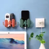 Hooks Punch Free Wall Mounted Organizer Storage Box Remote Control Telefon Plug Hållare Laddning Kaktus Multifunktionskrok