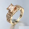 Anello Solitario 12 Pz Gioielli Alla Moda Europei Piazza Morganite Topazio Gemme 925 Sier Anelli Placcato Oro Champagne Blu Zircone L Vipjewel Dhjfk