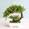 Faux blommor grönare nya konstgjorda växter bonsai små trädkrukor växter falska blommor inlagda ornament för heminredning Hotel Garden Decor J220906