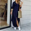 Dames mode décontracté Maxi robes pour femme printemps automne Designer chemise robe revers cou à manches longues bonbons jupe ample