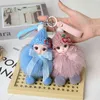 Keychains Cute Big Eyes Doll Pompom Keychain Real Fox Fur Pendant For Women Bag Car KeyRing Phone Fine Jewelry Accessories Kids Girl Gift T220909