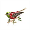 Pins Brooches Rhinestone Colorf Enamel Oriole Bird Branch Brooch Pins Men Womens Alloy Brooches For Suits Dress Banquet Carshop2006 Dhiuw