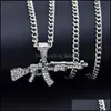 Pendant Necklaces New Metal Gold Pistol Gun Uzi Pendant Necklace Men Women Punk Hiphop Dance Cuban Link Chain Unisex Jewelr Mjfashion Dhhqg