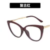 Anti-blue Light Cat Eye Glasses Frame Flat Mirror European and American Metal Trendy