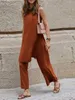 Kvinnors tv￥bitar byxor Fashion 2st Set Women Asymmetrical Side Slit Sleeveless Long Tank Top Casual Folding Wide Ben Trousers Celmia Street Pant Sets 220913