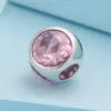 100% argent sterling 925 gouttelette rayonnante rose avec pierre de zircone cubique à facettes convient aux bracelets de charme de bijoux Pandora européens