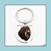 Keychains Personality Domineering Jungle King Lion Fashion High Quality Keychain Key Ring Jewelry Pendant Convex Glass Drop De Sport1 Dhvab