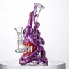 Großhandel einzigartiger Halloween-Stil, kleine Wasserpfeifen, Glasbecher-Bongs, dicke, berauschende Glasbong, bunte Krakenaugen, Zähne, Wasserpfeifen, 14-mm-Gelenk, Öl-Dab-Rig mit Schüssel