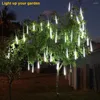 Cordas 50 cm 8 pçs/conjunto chuva de meteoros tubo de chuva led luz de natal casamento jardim corda de natal iluminação de férias ao ar livre 100-240 v 22