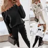 Kvinnor Pants Women's Capris Fashion Sweatshirt Set Drawstring Lady Tracksuit V-Neck Blus Mid midja Streetwear Casual Outfit