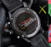 Endurance Pro 44 Miyota Quartz Chronograph Mens Watch V2 X823109A1K1S1 PVD Steel All Black Big Number Markers Red Rubber Strap Zegarki Stoper Swisstime H8