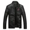 Men's Leather Faux Motorcycle Jacket Stand Winter Bomber Brand High Quality PU Outerwear Business Coat Tops C92 220913