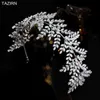 Wedding Hair Jewelry New Full Cubic Zirconia Wedding Hairband CZ Zircon Leaf Headband Birthday Party Sweet 16 Headpieces Jewelry Accessories T220907