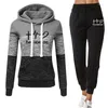 Women's Two Piece Pants Women's Tracksuit 2 Set Casual Printed Splicing Hoodies Sportwear Female Hooded Jogging Suits Sweatsuits