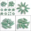 Loose Gemstones Pillar Hexagonal Gemstones Healing Pointed Reiki Chakra Aventurine Natural Stone 30X8Mm No Hole Pendant Bead Yydhhome Dhc9V