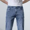 Herr jeans sträcker mager vår mode casual bomull denim smala passformar manliga byxor 220913