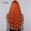 Pelucas de encaje la Sylphide Halloween Cosplay Wig Long Deep Wave Naranja Cabello sintético con flequillo para mujer blanca Blanca Resistente al calor 0913