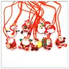 Julljus upp blinkande halsbandsdekorationer Barn Glöd upp tecknad jultomten Pendent Party Led Toys Supplies 0913