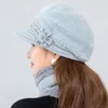 Beanieskull Caps女性冬の帽子暖かいキャップを維持する毛皮の裏地を追加し、女性のカジュアルなウサギのスカーフセットを編みます220913