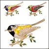 Pins Brooches Rhinestone Colorf Enamel Oriole Bird Branch Brooch Pins Men Womens Alloy Brooches For Suits Dress Banquet Carshop2006 Dhiuw