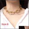 Chains Womens Ancient Big Chain Personality Chockers 18K Yellow Gold Plated Simple Cross Statement Necklace Jewellry 12 Inc Newdhbest Dhv9O