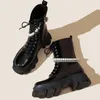 Boots Woman Platform Leather Noslip Fashion Mid Calf Ladies High Heel Shoes Pearl Zipper Booties Kvinnliga kvinnor 220913
