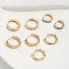 Kolczyki obręczne dla kobiet geometrycznych prawdziwy złoty kolor koreański kolczyka kolczyka przeszywające miedź Crystal CZ biżuteria modowa 2022