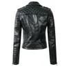 Wmoen veste en cuir printemps automne col rabattu fermeture éclair vêtements Vintage dames Biker Moto manteaux courts femme manteau en cuir