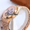 HWF 26574 Komplicerad funktion A5134 Automatisk herrklocka 41 Rose Gold Champagne Texture Dial Stick Moon Phase rostfritt stål Armband Super Edition Swisstime