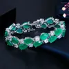 Charmarmband cwwzircons geometriska naturliga gr￶na kubiska zirkonsten lyxiga breda armband armband f￶r kvinnor smyckesfest tillbeh￶r