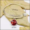 Moda de mangueira personalizada 12 meses Birthstone Dangle Charms Bangle Cuff Love Herat Crystal Bracelet Jewelry Gift MJFashion Dhtm3