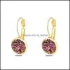 Dangle Chandelier Earring Jewelry Luxury Druzy Stud Earrings 12Mm Bling Round Resin Stone Dangle Gold Sier For Women La Mjfashion Dhhjb