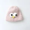 Baby flickor vinter höst varm hatt godis färg motorhuv för barn headwrap turban barn stickade skallies stora ögon tecknad beanie