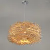 Lampade a sospensione Lampada in vimini Sospensione fatta a mano Illuminazione a sospensione a forma di nido d'uccello vintage per lampade da ristorante nordiche