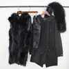 Kvinnors p￤ls 2022 Vattent￤t kappa Real Long Parka Winter Jacka Kvinnor naturligt avtagbar tjock varm ytterkl￤der streetwear