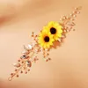 Bandanas kafa bandı ayçiçeği saç başlık çiçekler parçalar bridal düğün asma kristal kafa dekoratif asma aksesuarları kız çiçek