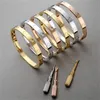 316L roestvrij stalen paar minnaar armband zilveren roségouden schroevendraaierarmband voor dames en heren paar sieraden met fluwelen zakje