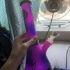 10 Inch Tall Sand Blast Glass Hookahs Purple Rainbow Beaker Bong Bubbler with Eyes Heady Tobacco Smoking Pipe Oil Rigs Water Pipes with Downstem 14 mm Joint