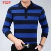 Men's Polos 2022 Autumn Winter Men High Quality Striped Shirt Fashion Casual Long Sleeves Solid Brand Clothing