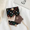 PU Leather Print Handbag Kids Fashion Designer Flower Square Girl Princess Messenger Bag Accessories Mini Purse Wallet